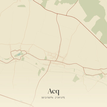 Vintage map of Acq, France.