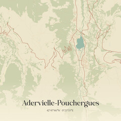 Fototapeta premium Vintage map of Adervielle-Pouchergues, France.