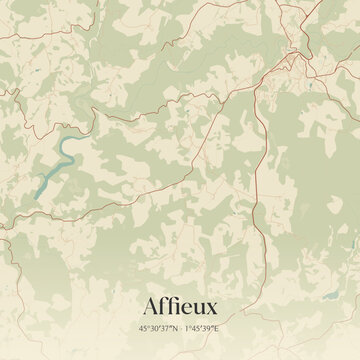 Vintage map of Affieux, France.