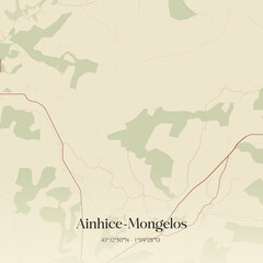 Fototapeta premium Vintage map of Ainhice-Mongelos, France.