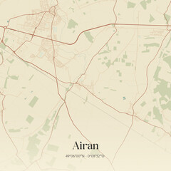 Fototapeta premium Vintage map of Airan, France.