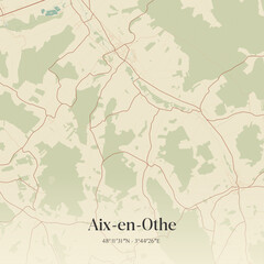 Fototapeta premium Vintage map of Aix-en-Othe, France.