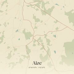 Fototapeta premium Vintage map of Aize, France.