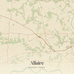 Fototapeta premium Vintage map of Allaire, France.