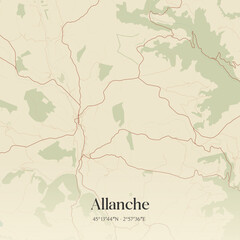 Obraz premium Vintage map of Allanche, France.
