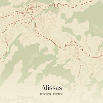 Vintage map of Alissas, France.