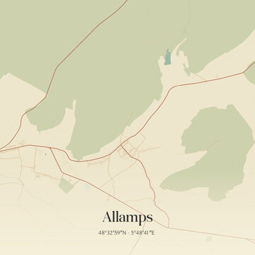 Vintage map of Allamps, France.