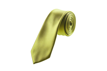 Bright green tie elegantly spiraled against a minimalistic white background isolated on transparent background