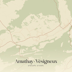 Fototapeta premium Vintage map of Amathay-Vésigneux, France.