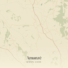 Obraz premium Vintage map of Amanzé, France.