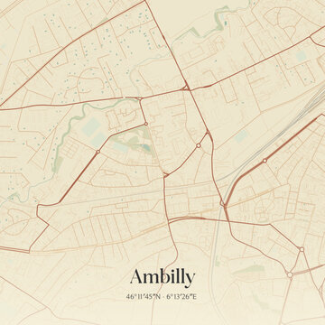 Vintage map of Ambilly, France.