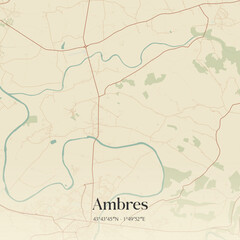 Fototapeta premium Vintage map of Ambres, France.