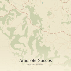 Vintage map of Amorots-Succos, France.