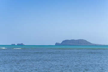 Naklejka premium Ulupaʻu Crater / Mōkapu Peninsula, Kualoa Regional Park, Honolulu, Oahu, Hawaii. Windward Coast.