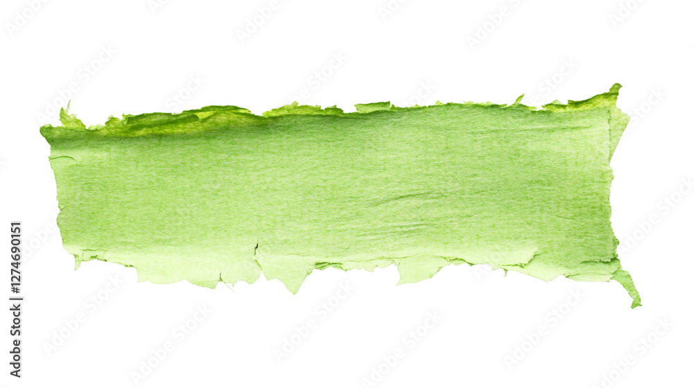 Aufkleber horizontal banner of torn green watercolor paper with transparent background, ideal for adding a tou