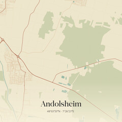 Fototapeta premium Vintage map of Andolsheim, France.