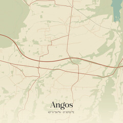 Obraz premium Vintage map of Angos, France.