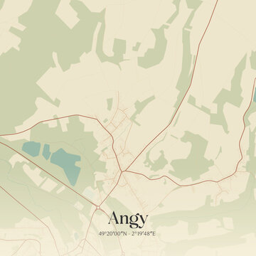 Vintage map of Angy, France.