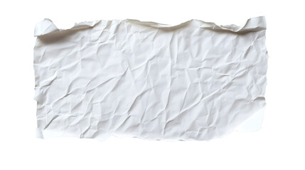 Obraz premium Crumpled white paper sheet having ragged edges, ripped and wrinkled, displaying textured surface against transparent backdrop