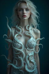 octopus dressing a womans upper body 