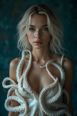 octopus dressing a womans upper body 