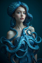 octopus dressing a womans upper body 