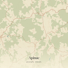 Fototapeta premium Vintage map of Apinac, France.