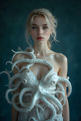 octopus dressing a womans upper body 