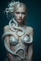 octopus dressing a womans upper body 