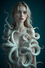 octopus dressing a womans upper body 