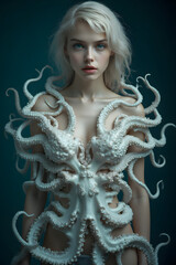 octopus dressing a womans upper body 