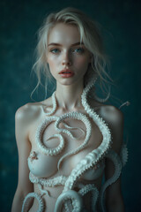 octopus dressing a womans upper body 