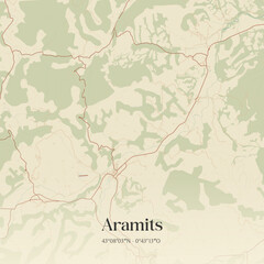 Fototapeta premium Vintage map of Aramits, France.