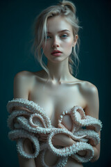 octopus dressing a womans upper body 