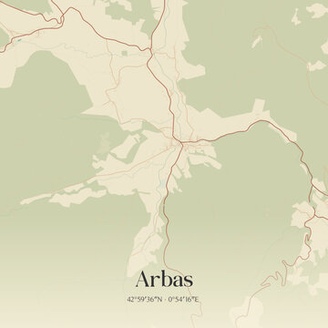 Vintage map of Arbas, France.