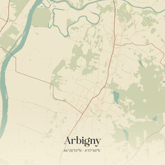 Obraz premium Vintage map of Arbigny, France.