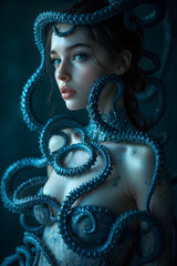 octopus dressing a womans upper body 