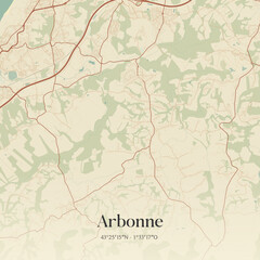Fototapeta premium Vintage map of Arbonne, France.