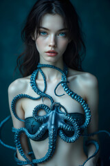 octopus dressing a womans upper body 