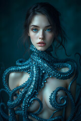 octopus dressing a womans upper body 