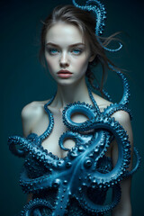 octopus dressing a womans upper body 