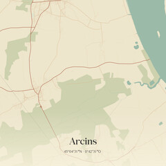 Obraz premium Vintage map of Arcins, France.