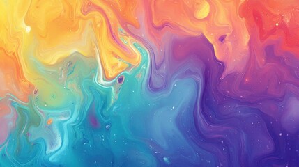 Obraz premium Vibrant abstract rainbow colors swirl in fluid artistic paint texture with smooth gradient blend