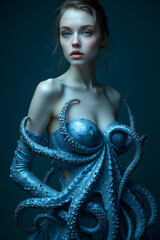 octopus dressing a womans upper body 