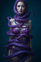 octopus dressing a womans upper body 
