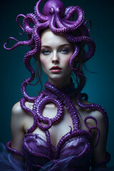 octopus dressing a womans upper body 