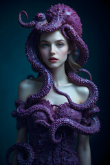 octopus dressing a womans upper body 