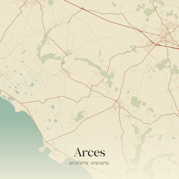 Vintage map of Arces, France.