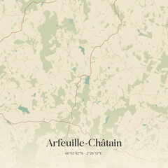 Fototapeta premium Vintage map of Arfeuille-Châtain, France.