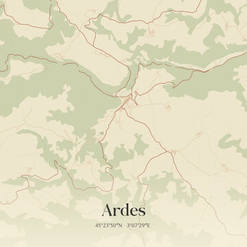Vintage map of Ardes, France.